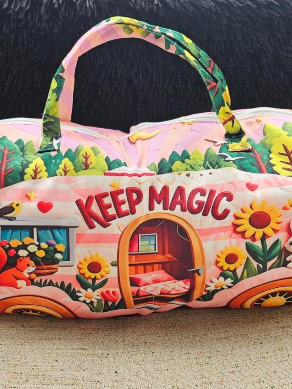 Fashion Duffle Bag Light Weight 2D Printing KEEP MAGIC Travel Bag Unbranded - Picture 3 of 11